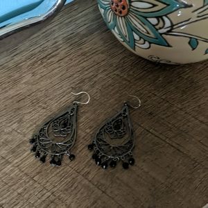 Black Beaded Earrings